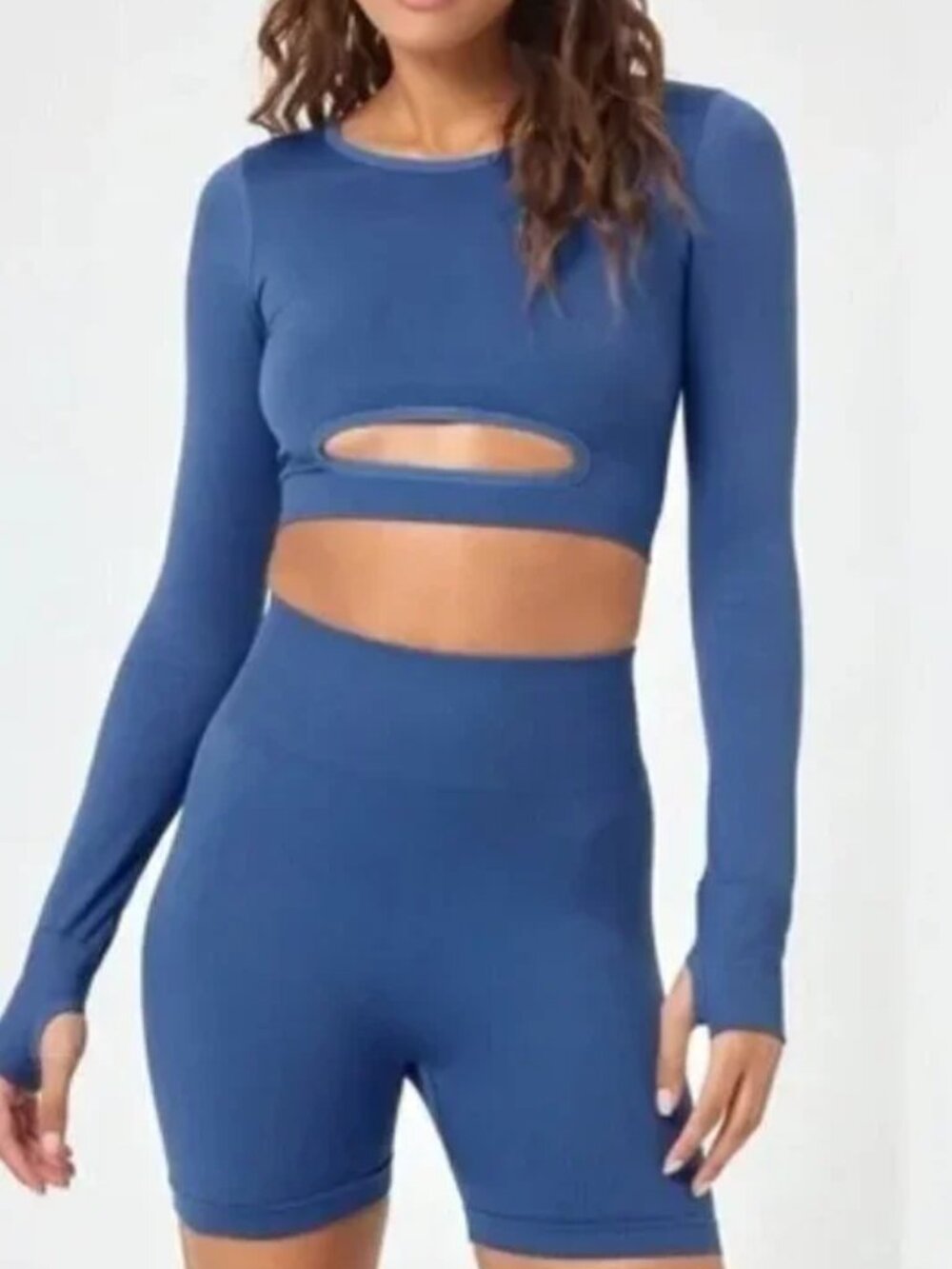 New L*Space In The Zone Workout Cutout True Blue Crop Top M/L NWT